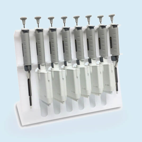 Category image with PCR Pipettors on a pipette rack.